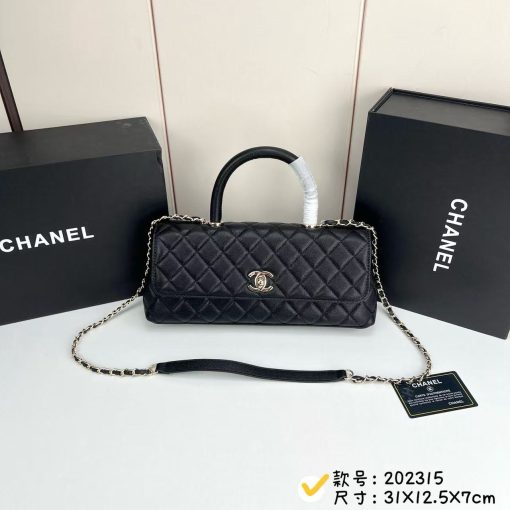 Chanel Caviar Quilted Maxi East West Coco Handle Flap Black - Image 9