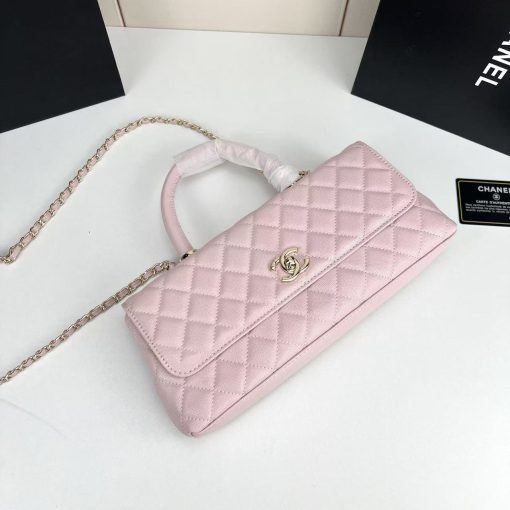 Chanel Caviar Quilted Maxi East West Coco Handle Flap Pink - Image 9