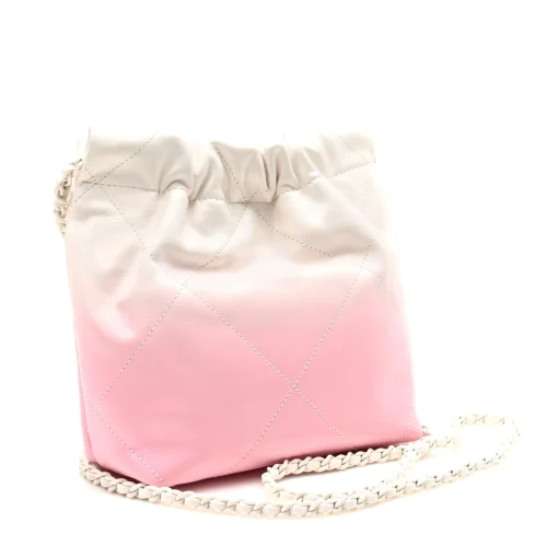 Chanel Patent Gradient Calfskin Quilted Mini Chanel 22 White Light Pink - Image 4