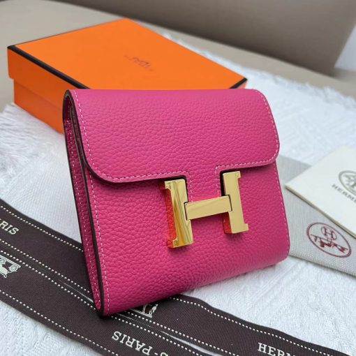Hermes Pink Constance Slim Wallet - Image 9