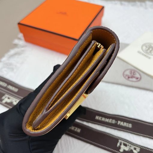 Hermes Evercolor Constance Compact Passant Wallet Jaune Ambre - Image 6