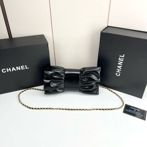 Chanel Ribbon Clutch In Black With Gold Hardware - Image 2