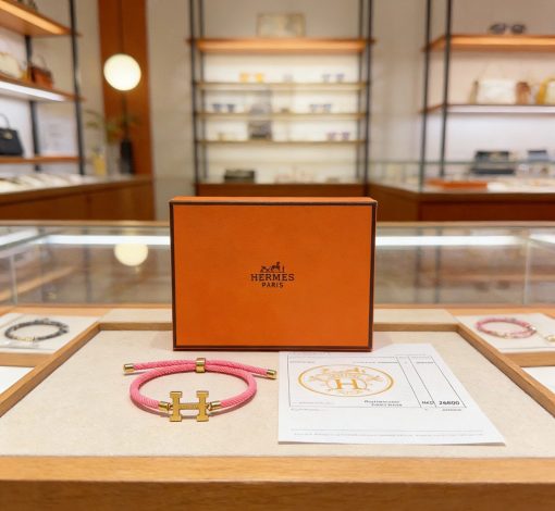 Hermès H-Cord Braided Bracelet In Pink - Image 4