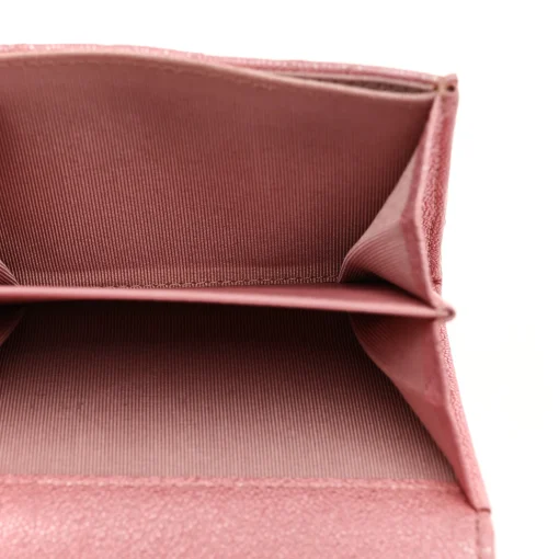 Chanel Iridescent Caviar Flap Quilted Card Holder Wallet Pink - Image 5