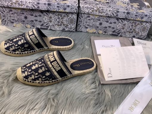 Dior Deep Blue Oblique Canvas Granville Espadrille Mules - Image 2