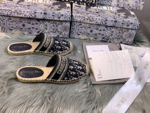 Dior Deep Blue Oblique Canvas Granville Espadrille Mules - Image 3