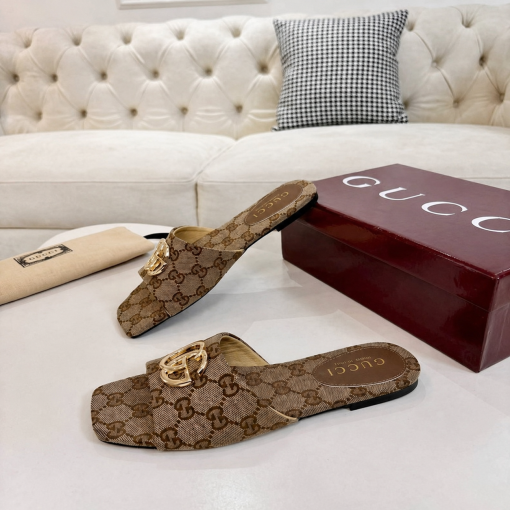 Gucci Classic Monogram Canvas Single-Strap Slide Sandals In Brown - Image 6