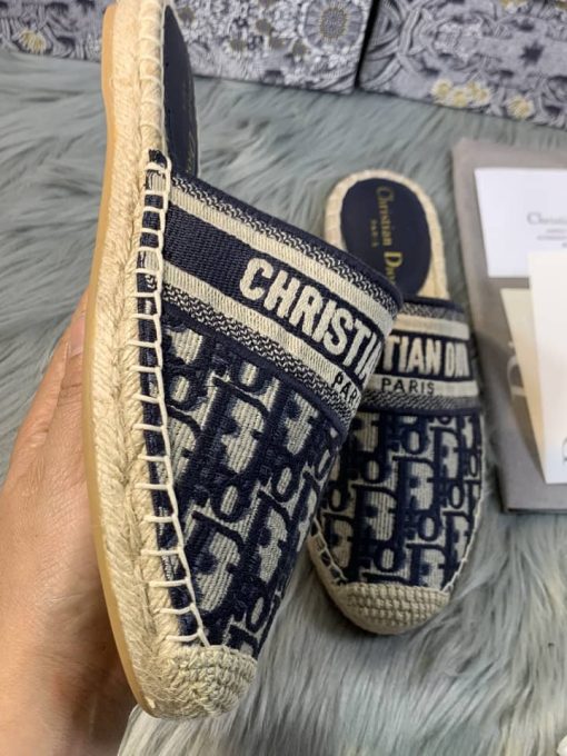 Dior Deep Blue Oblique Canvas Granville Espadrille Mules - Image 6