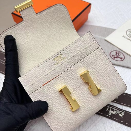 Hermès Constance Compact Cream Leather Wallet - Image 4