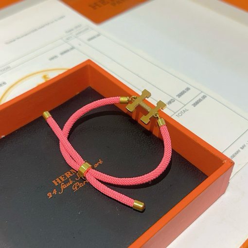 Hermès H-Cord Braided Bracelet In Pink - Image 5