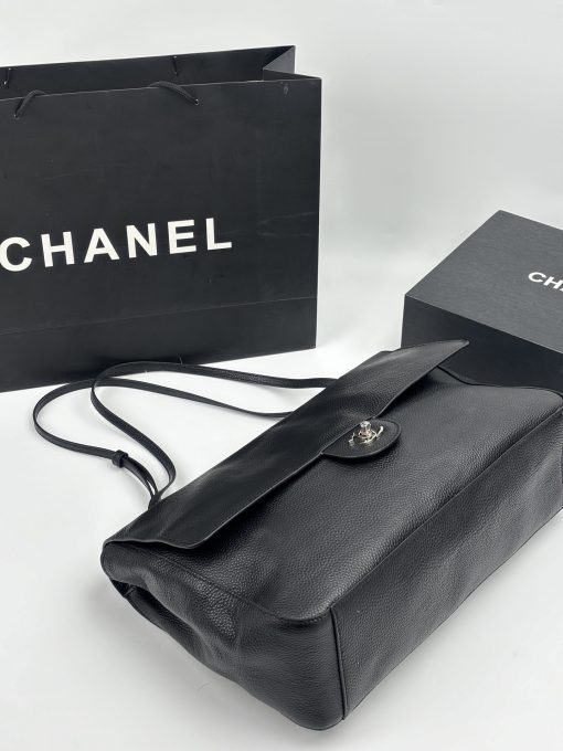 Chanel Maxi "Souplissimo" Large Flap Bag Black Caviar Silver Hardware - Image 2
