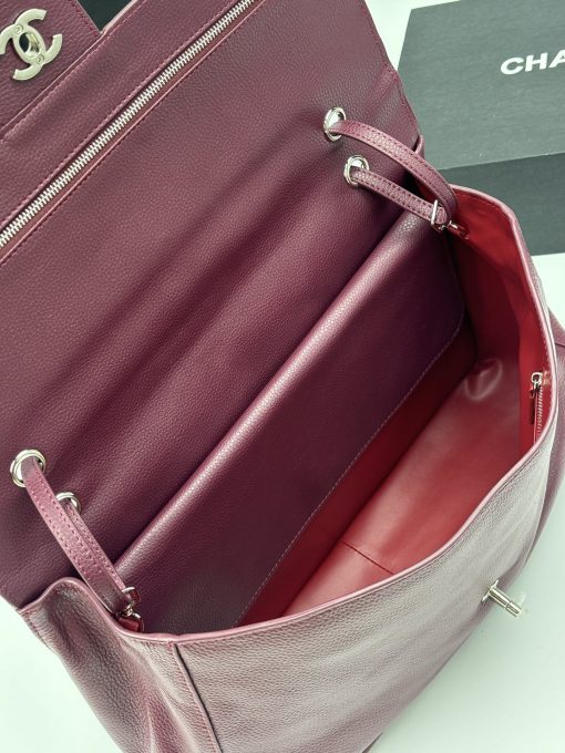 Chanel Maxi "Souplissimo" Large Flap Bag Burgundy Caviar Silver Hardware - Image 3