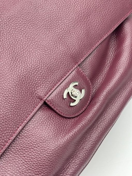 Chanel Maxi "Souplissimo" Large Flap Bag Burgundy Caviar Silver Hardware - Image 4