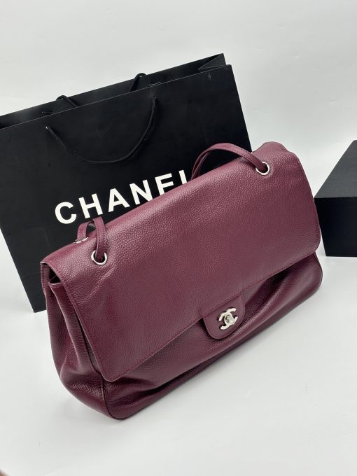 Chanel Maxi "Souplissimo" Large Flap Bag Burgundy Caviar Silver Hardware - Image 5