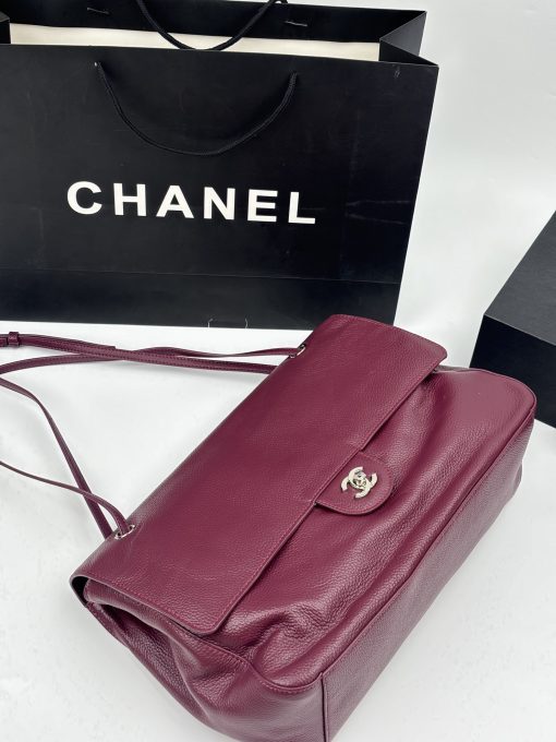 Chanel Maxi "Souplissimo" Large Flap Bag Burgundy Caviar Silver Hardware - Image 6