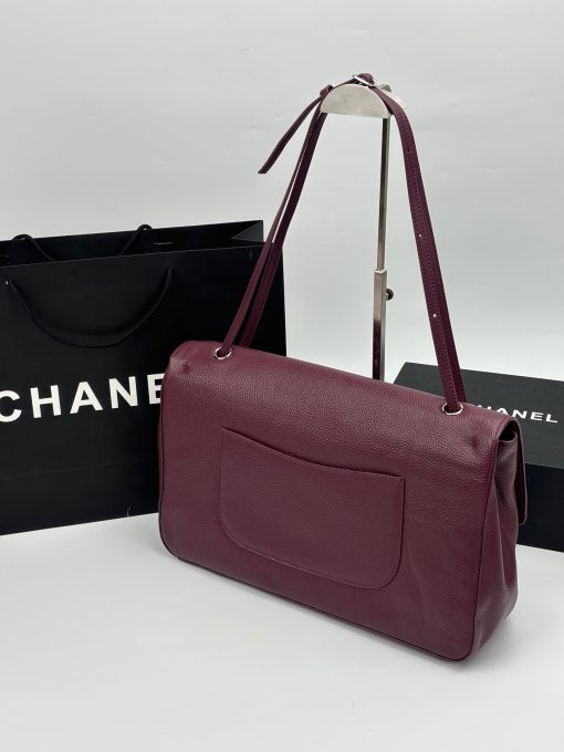 Chanel Maxi "Souplissimo" Large Flap Bag Burgundy Caviar Silver Hardware - Image 7