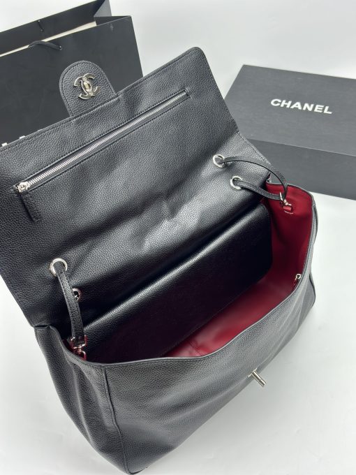 Chanel Maxi "Souplissimo" Large Flap Bag Black Caviar Silver Hardware - Image 4