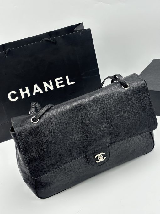 Chanel Maxi "Souplissimo" Large Flap Bag Black Caviar Silver Hardware - Image 5
