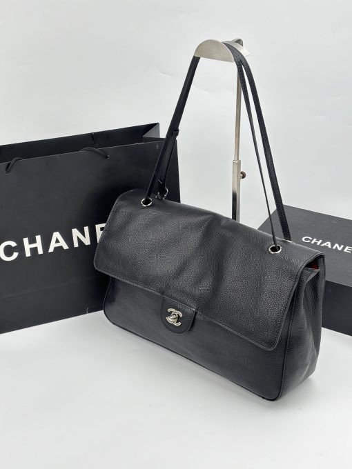 Chanel Maxi "Souplissimo" Large Flap Bag Black Caviar Silver Hardware - Image 7