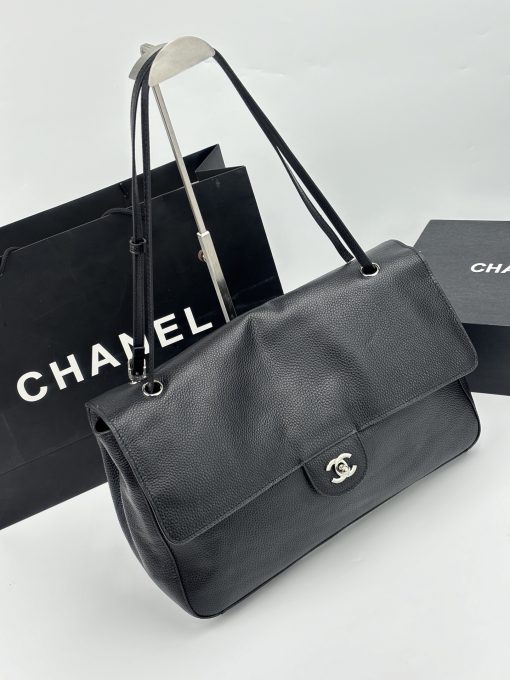 Chanel Maxi "Souplissimo" Large Flap Bag Black Caviar Silver Hardware - Image 8