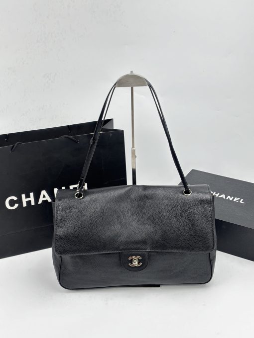 Chanel Maxi "Souplissimo" Large Flap Bag Black Caviar Silver Hardware - Image 10
