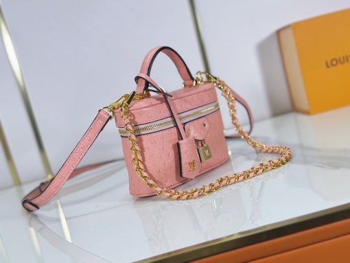 Louis Vuitton Ostrich Vanity Chain Pouch Pink - Image 9