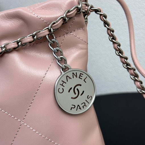 Chanel Shiny Calfskin Quilted Mini Chanel 22 Light Pink - Image 2