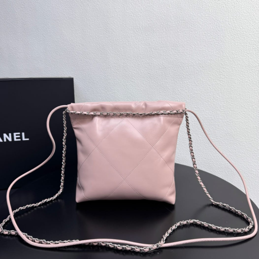 Chanel Shiny Calfskin Quilted Mini Chanel 22 Light Pink - Image 4