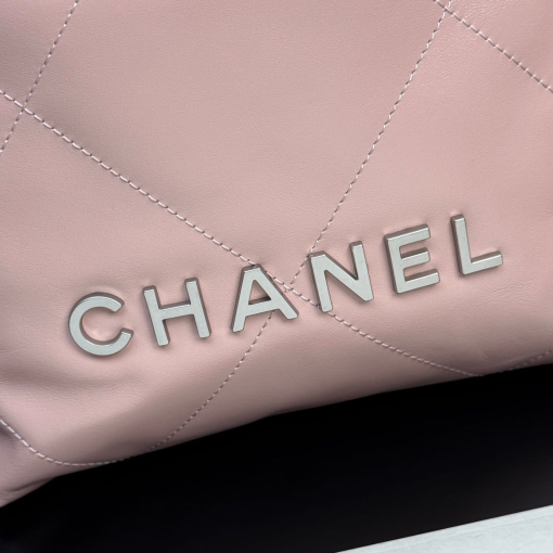 Chanel Shiny Calfskin Quilted Mini Chanel 22 Light Pink - Image 9