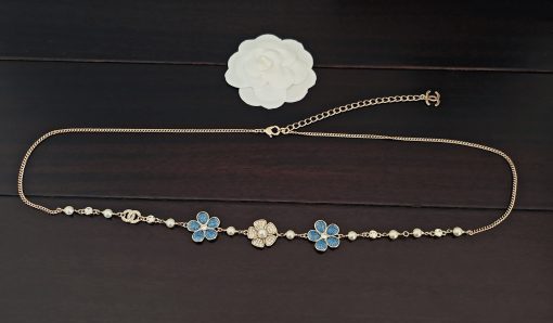 Chanel Blue Floral Convertible Chain Belt And Necklace - Image 3