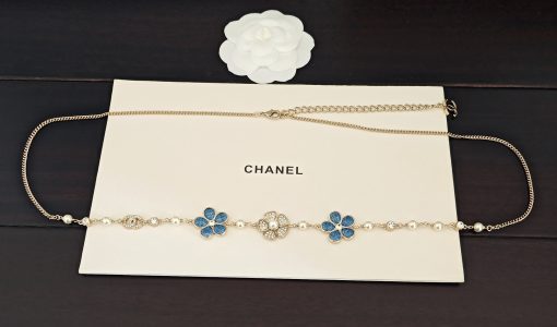 Chanel Blue Floral Convertible Chain Belt And Necklace - Image 4