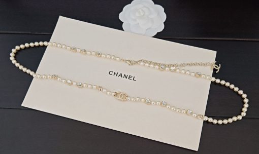 Chanel CC Strass And Heart Motif Pearl Sautoir Necklace – Light Gold-Tone - Image 3