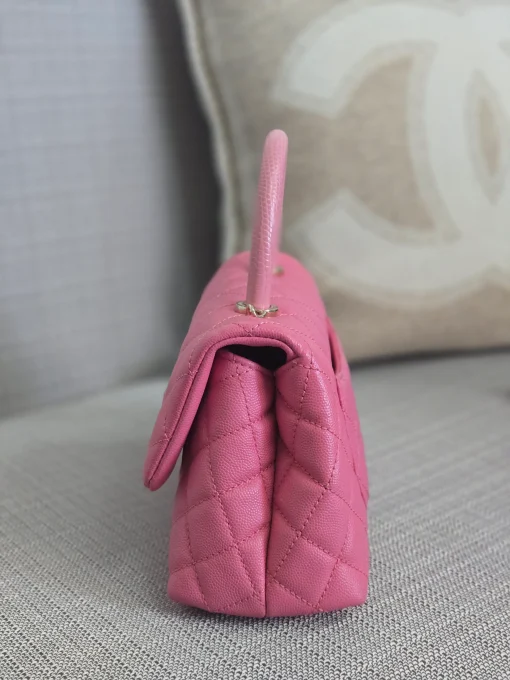 Chanel Light Pink Caviar Quilted Lizard Embossed Coco Handle Small - Image 2