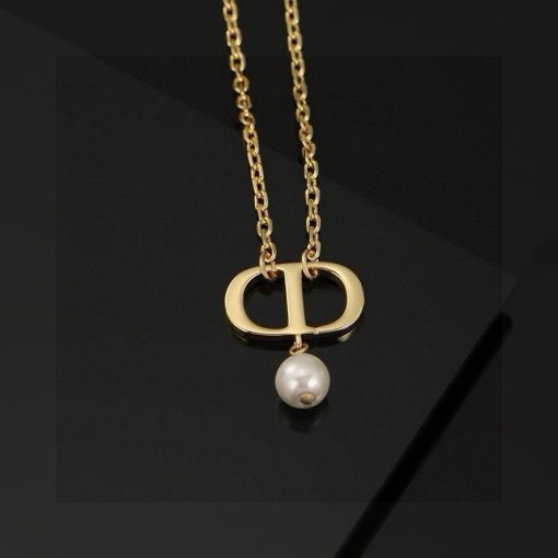 Christian Dior Pearl Petit CD Necklace Gold - Image 3