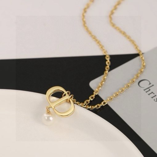 Christian Dior Pearl Petit CD Necklace Gold - Image 6