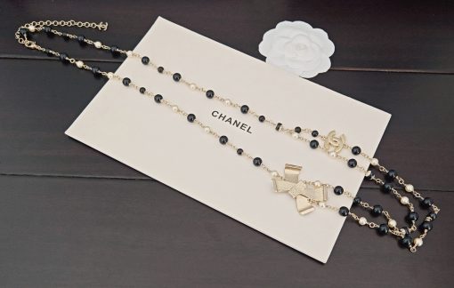 Chanel CC Pearl Ribbon-Threaded Chain Belt And Sautoir - Image 2