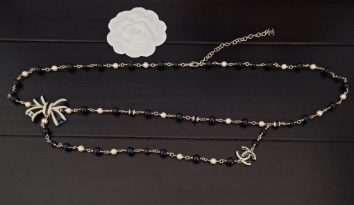 Chanel CC Pearl Ribbon-Threaded Chain Belt And Sautoir - Image 5