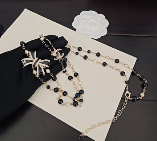 Chanel CC Pearl Ribbon-Threaded Chain Belt And Sautoir - Image 6