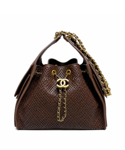 Chanel 25 Small Perforated Calfskin Dark Brown With Gold Hardware