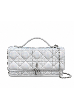 My Dior Mini Bag Iridescent Metallic Silver-Tone Cannage Lambskin