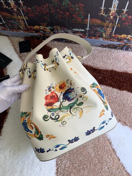 Dolce & Gabbana Beatrice Maiolica Print Bucket Bag - Image 5