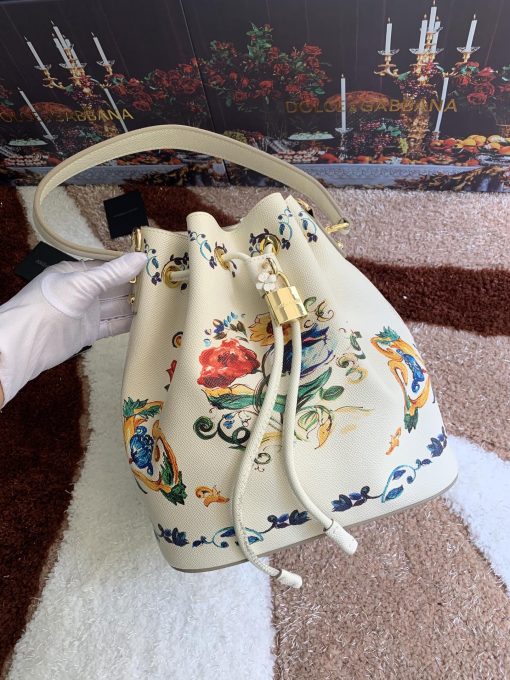 Dolce & Gabbana Beatrice Maiolica Print Bucket Bag - Image 2