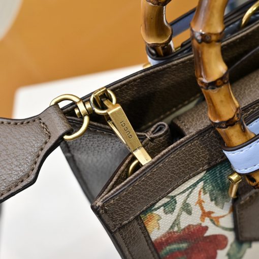 Gucci Diana Bamboo Floral Print Canvas Tote Bag Beige 678842 - Image 4