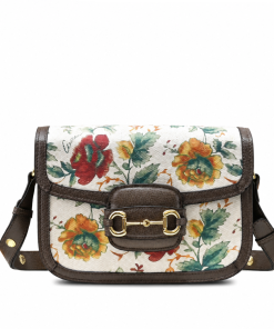 Gucci Horsebit 1955 Floral Print Canvas Shoulder Bag