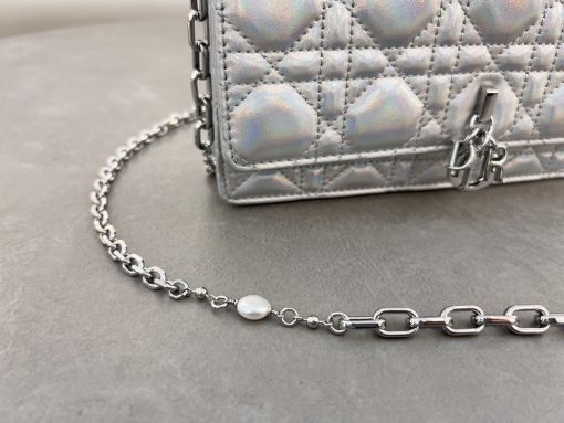 My Dior Mini Bag Iridescent Metallic Silver-Tone Cannage Lambskin - Image 2