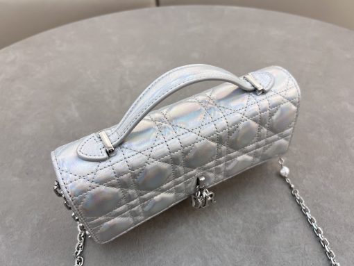 My Dior Mini Bag Iridescent Metallic Silver-Tone Cannage Lambskin - Image 3