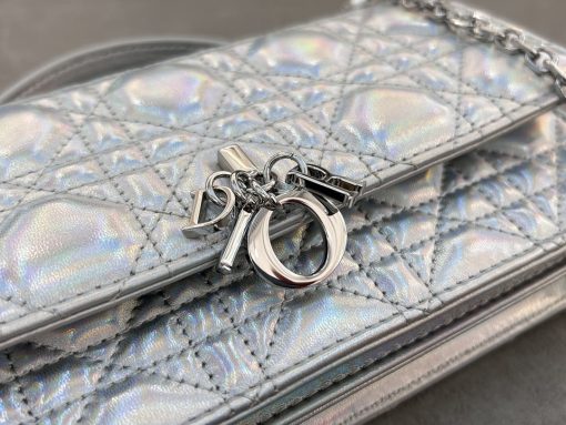 My Dior Mini Bag Iridescent Metallic Silver-Tone Cannage Lambskin - Image 5