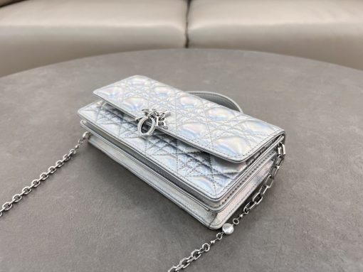 My Dior Mini Bag Iridescent Metallic Silver-Tone Cannage Lambskin - Image 6