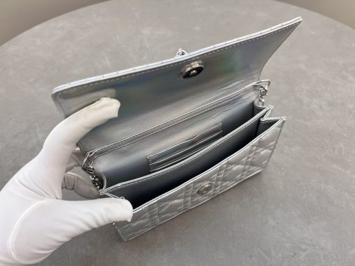 My Dior Mini Bag Iridescent Metallic Silver-Tone Cannage Lambskin - Image 8