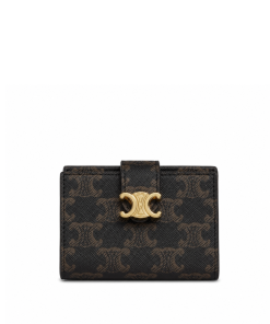 Celine Triomphe Canvas Fine Strap Wallet Nino Tan